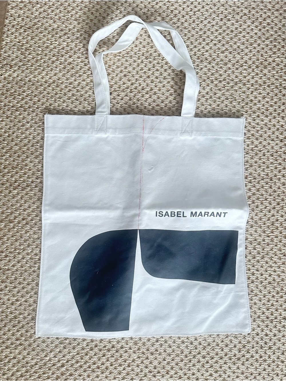 Isabel Marant White Canvas Tote with Navy Graphic New